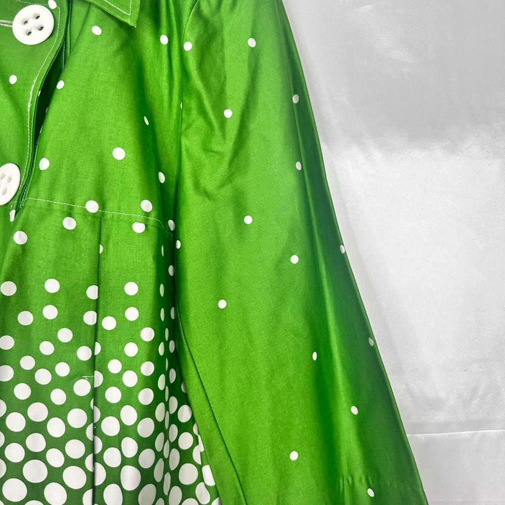 Dressbarn Vibrant Green Polka Dot Crop Coat Size L - Picture 3 of 11